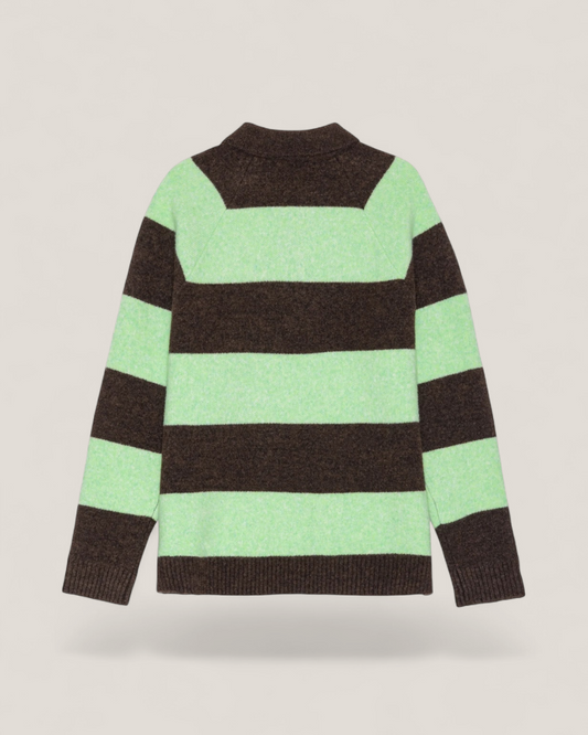 Striped melange knitted polo