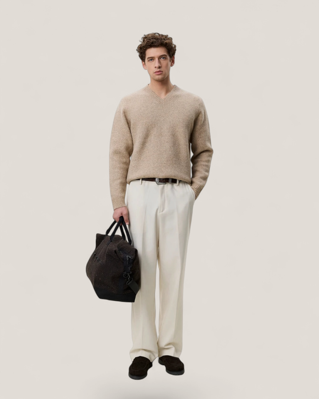 Melange V-neck knit