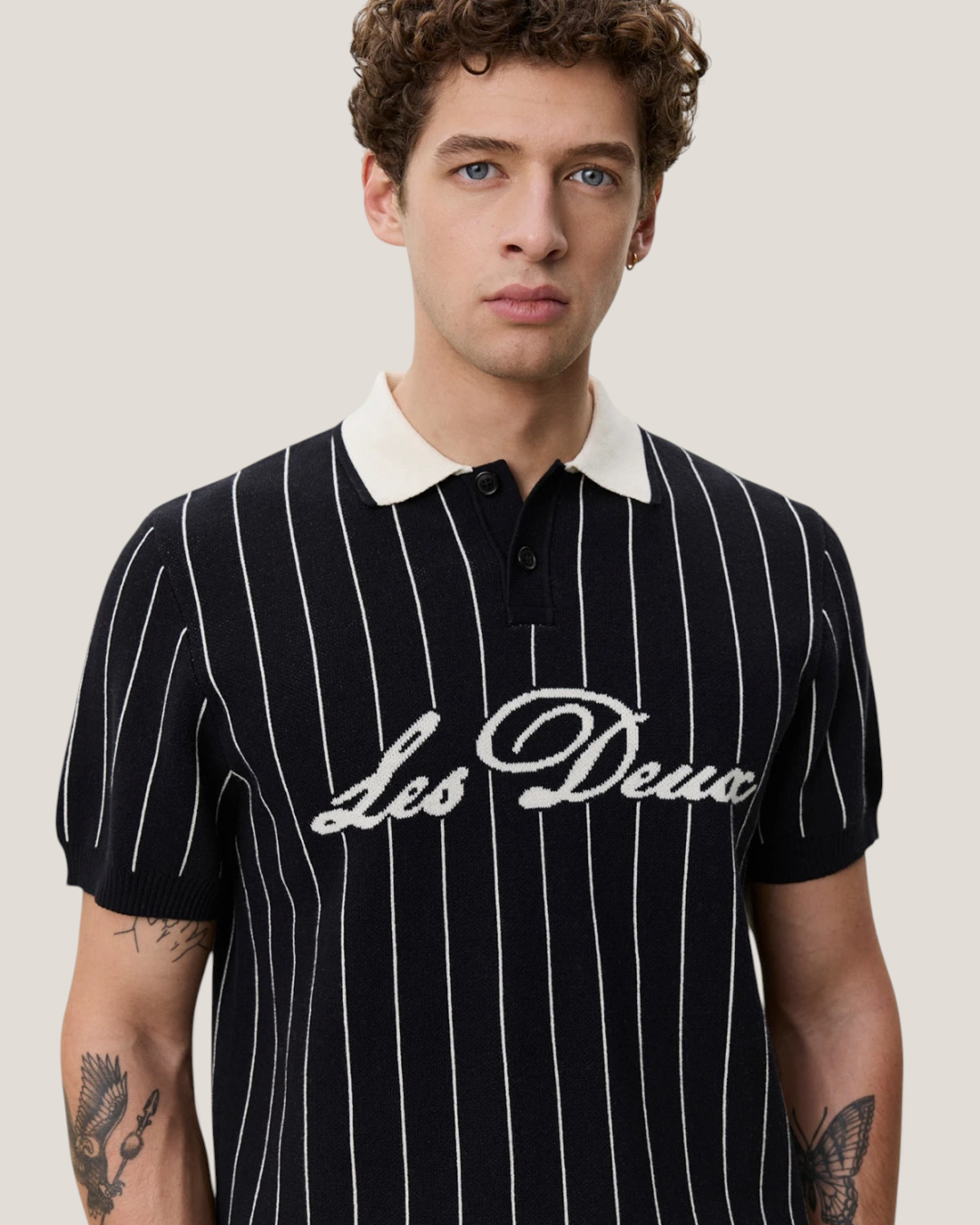 Pinstripe knitted polo
