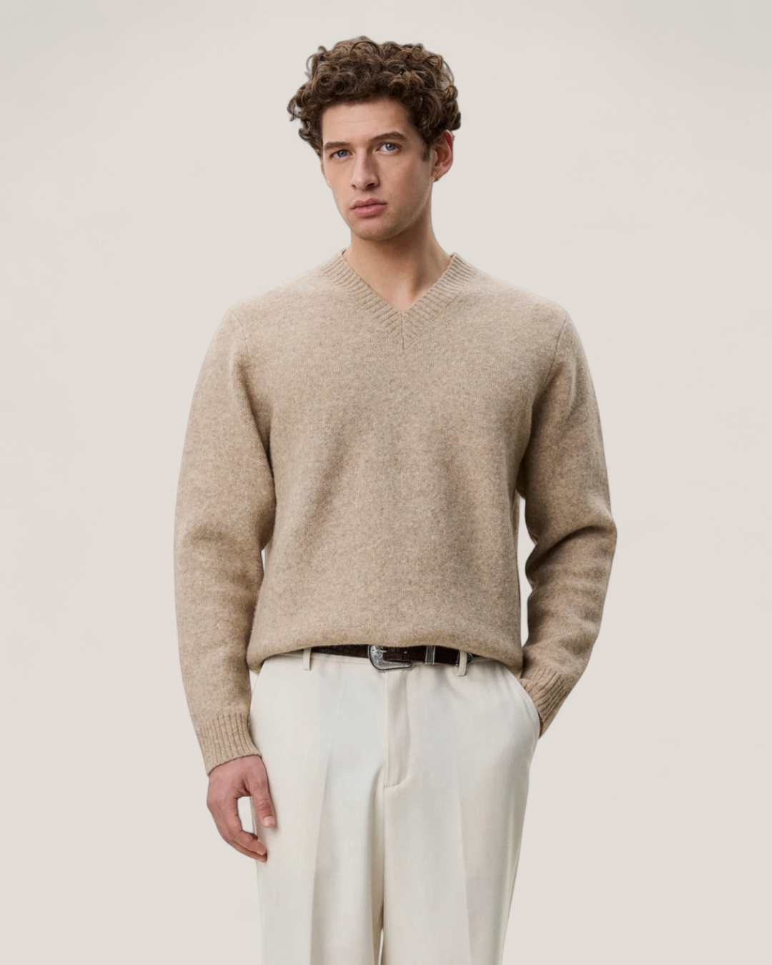 Melange V-neck knit