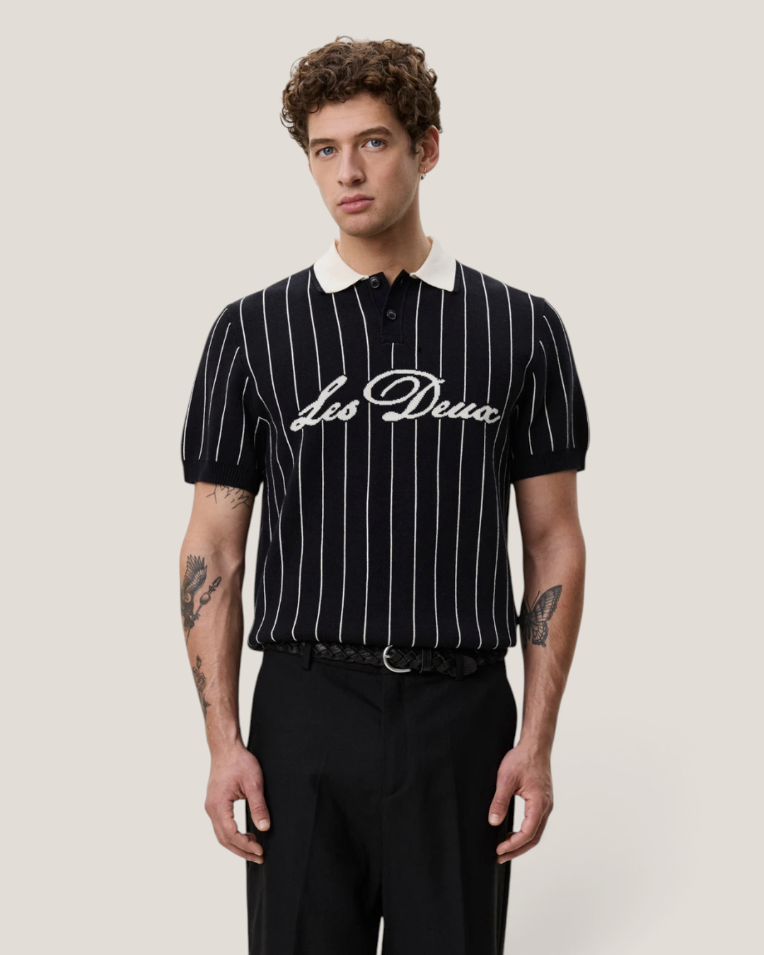 Pinstripe knitted polo