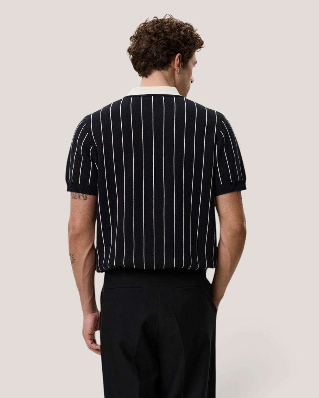Pinstripe knitted polo