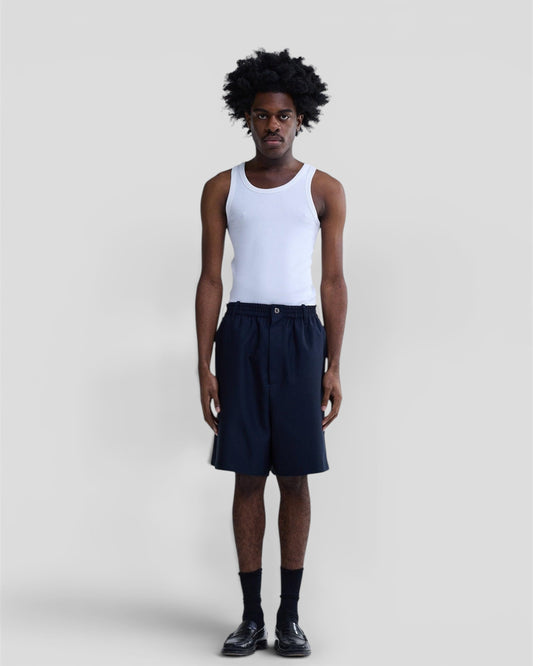 Wool track shorts midnight