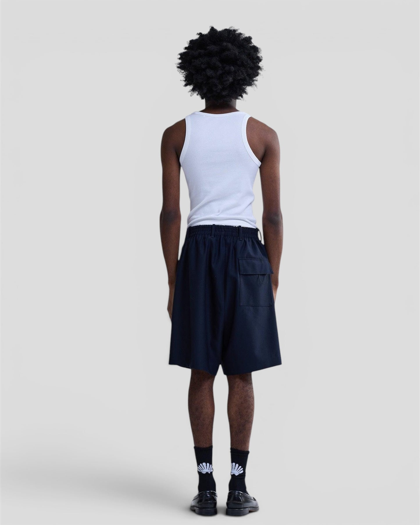 Wool track shorts midnight